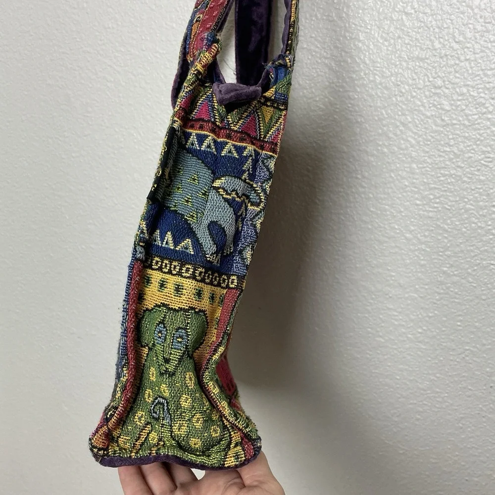 Laurel Burch Tapestry Cats Dogs Sequins Shoulder Bag‎ Purse Tote